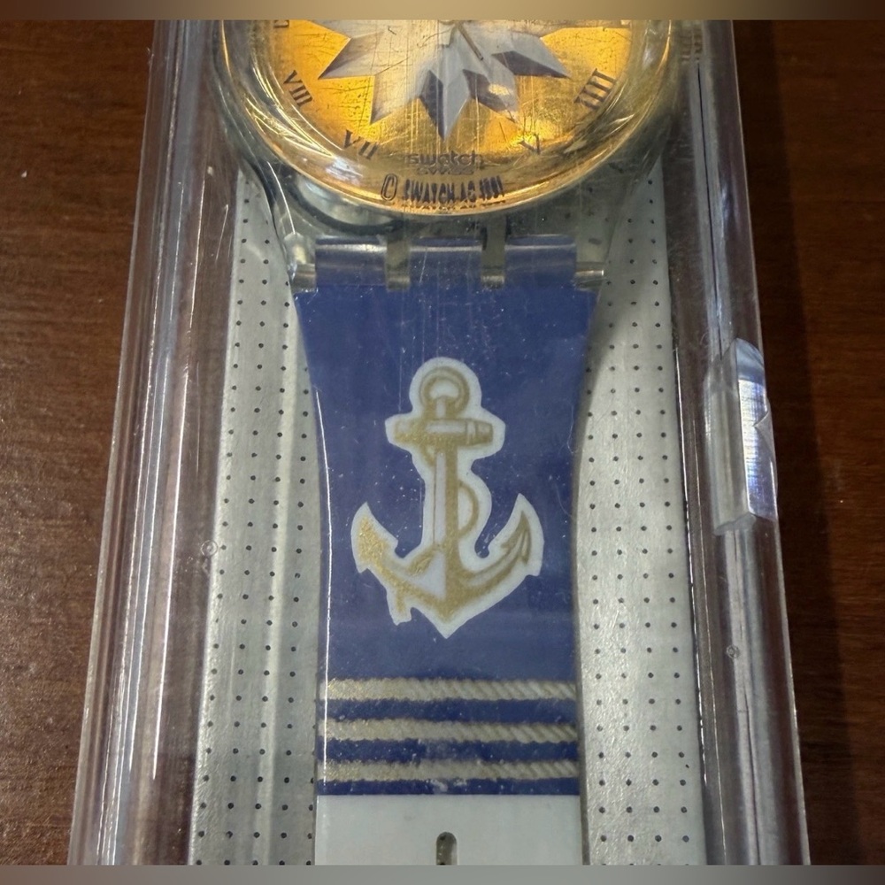 1991 Swatch Swiss Made GK140-Blue Anchorage New Old Stock Original Case - Picture 7 of 9